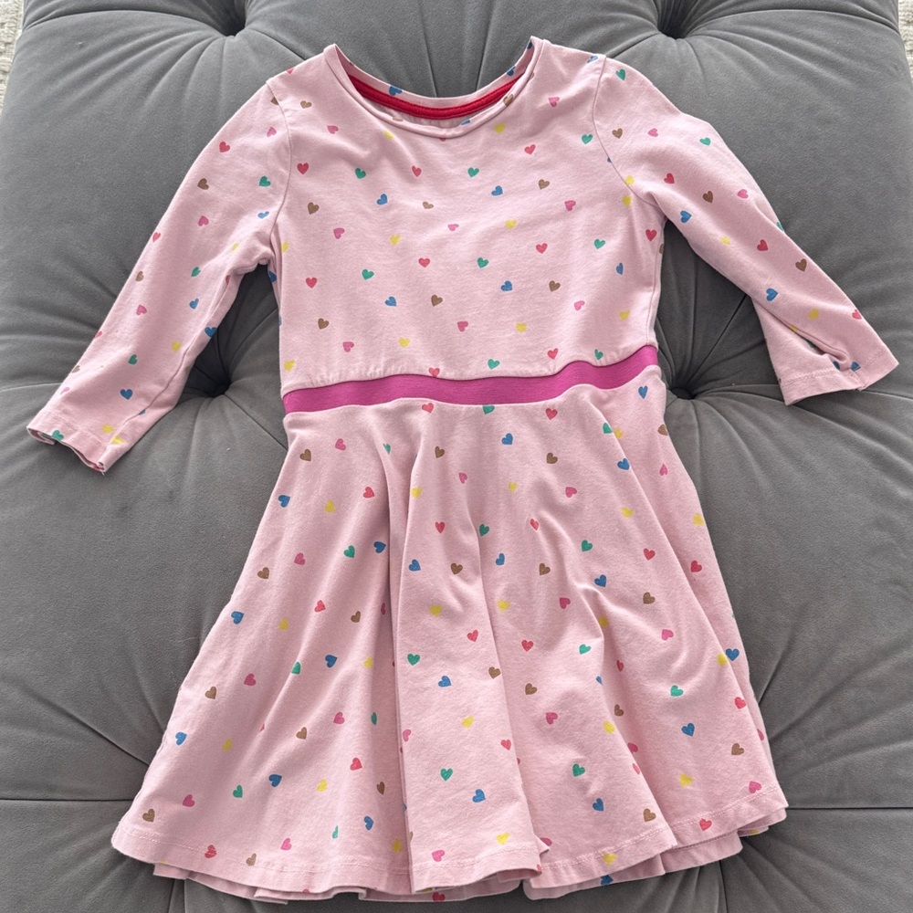 Mini Boden Pink Dress with Heart Accents